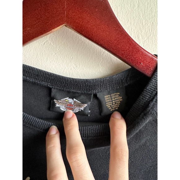 Harley Davidson Black 3/4th Sleeve Shirt - Picture 6 of 7